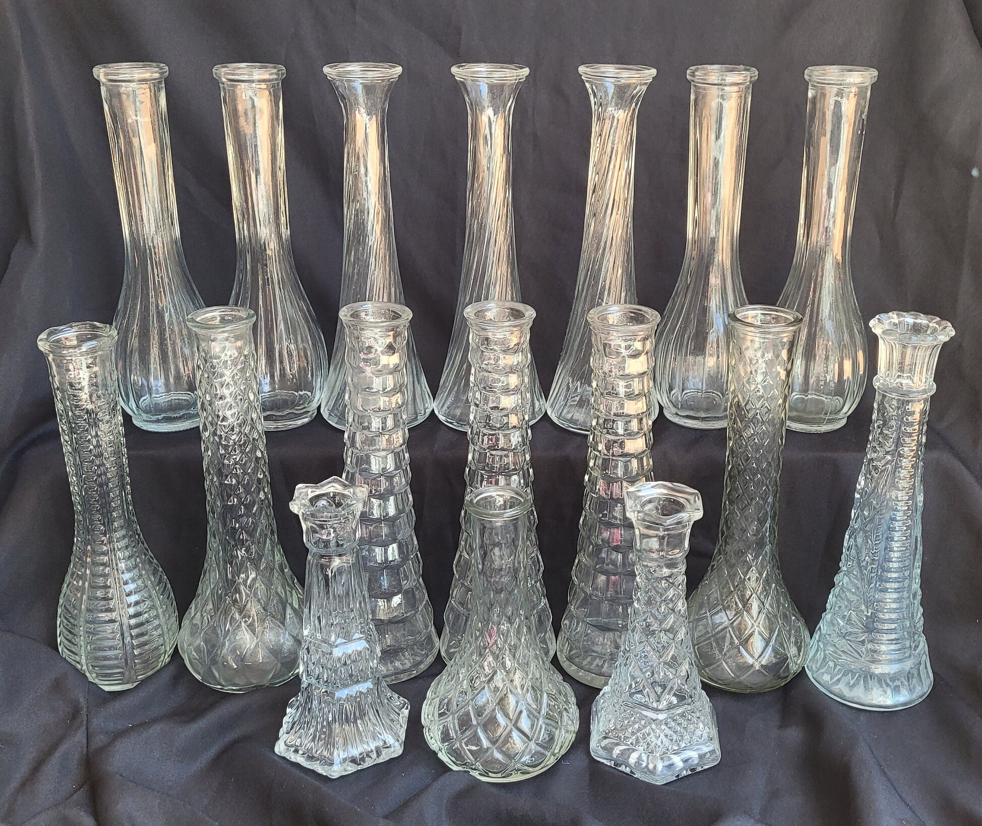 Glass Vases Clear Glass Vases Mis Matched Vases Wedding Etsy