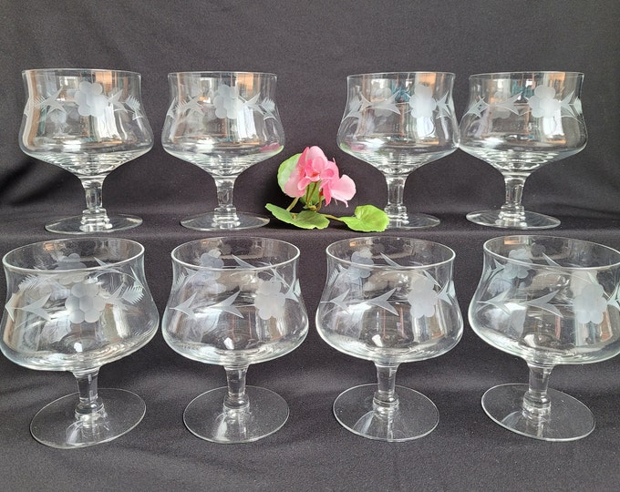 Shrimp Cocktail Goblets Vintage Shrimp Cocktail Glasses Etched Glass