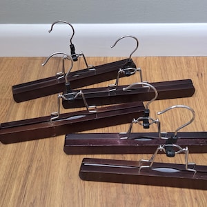 5 Wood Pant & Skirt Hangers- vintage clothes hangers display hangers nursery decor hangers vintage wood hangers vintage decor