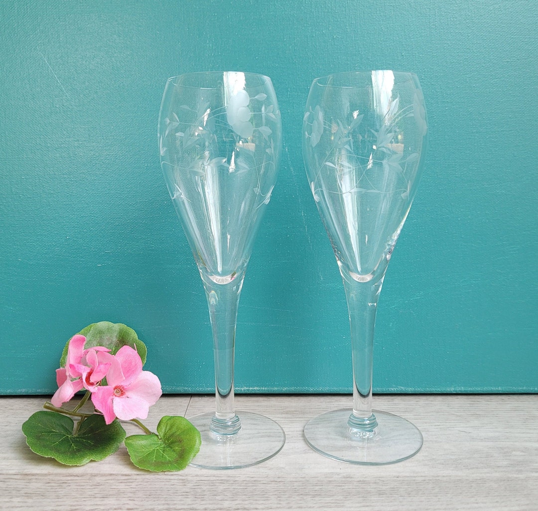 Princess House Champagne Glasses Set of 2 Wedding Toast Glasses Shower