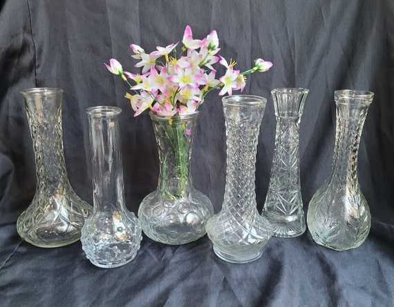 Vintage Vases Clear Glass Vases Assorted vases YOU CHOOSE VASE Wedding Decor medium vases