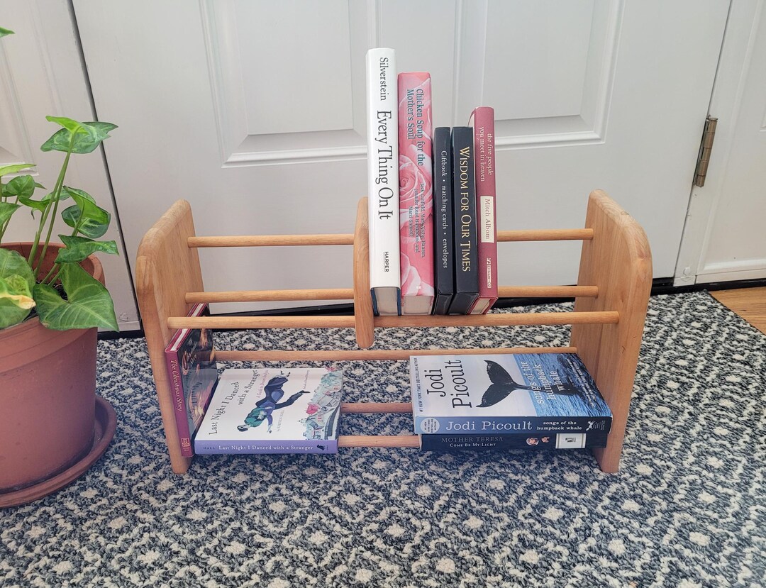 Vintage Reference Book Rack 2 TIER Book Racks Wood Tabletop or Wall ...