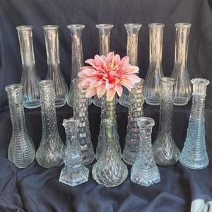 Glass Vases  Clear Glass Vases - Mis matched vases Wedding decor variety group of vases vintage sets of vases Assorted vase collections