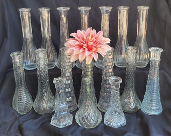 Glass Vases  Clear Glass Vases - Mis matched vases Wedding decor variety group of vases vintage sets of vases Assorted vase collections