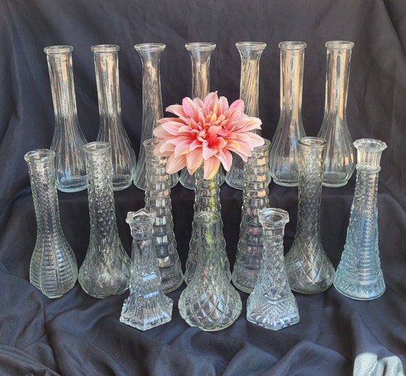 Glass Vases Clear Glass Vases Mis Matched Vases Wedding Etsy