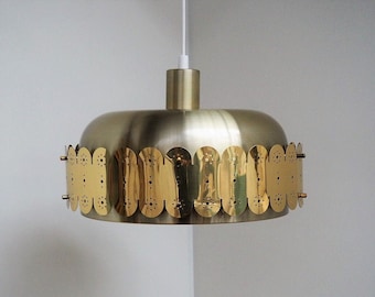 Brass pendant with decorative brass belt - danish mid century design by Laoni Belysning, 1960s