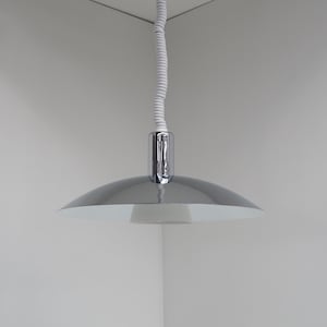 Coole minimalistische Chrom Pendelleuchte - dänisches vintage Design von Light Studio Horn, 80er Jahre