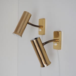 Pair of minimalist brass sconces from Hags, Austrian design from the 1960s