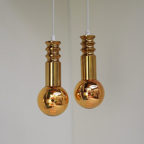 Lovely pair of Frimann Spyball brass lights - Danish vintage lighting from the 1960s