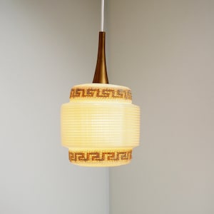 Lovely Rotaflex pendant with fabric decoration and plastic top - design Lighting from Heifetz, 1950s