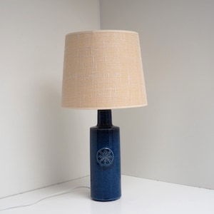 Vintage ceramic table lamp in bright blue glaze from the Danish company Desiree made in the 1960s