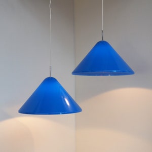 Pair of blue plastic pendants - Danish design from Nordisk Solar, 1980s