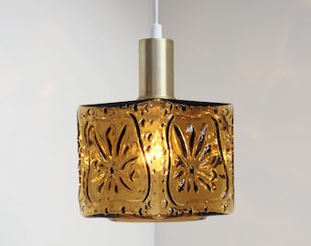Beautiful shaped amber colored crystal pendant - Scandinavian design from the 1960s