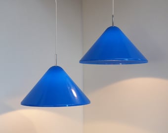 Pair of blue plastic pendants - Danish design from Nordisk Solar, 1980s