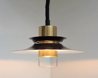 Stylish brown pendant with top made in solid brass made by Vitrika, Danish vintage design from the 1960s