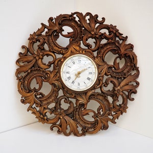 Stunning Jaeger wall clock made in bronze gilded plastic - French vintage design from the 1960s