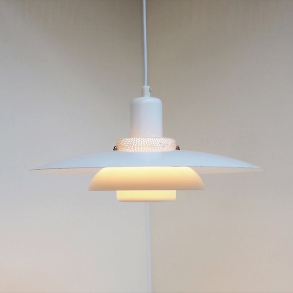 Beautiful white pendant from the Danish company Lyskaer, vintage design made during the 1980s