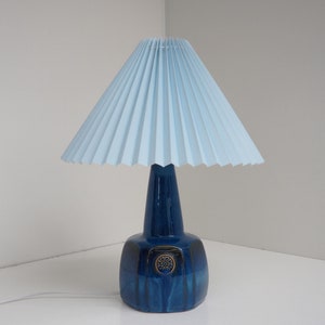 Lovely ceramic table lamp with blue  & brown glaze by Einar Johansen manufactured by Søholm (Soholm), 1960s