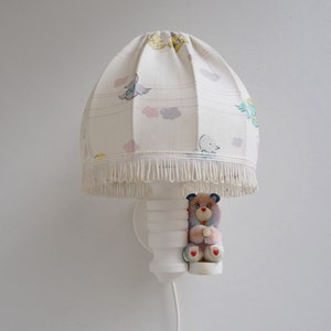 Charming white wall lamp with fabric shade - Danish design from company R.S. Lamper, 1980s