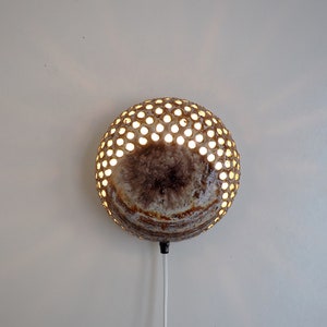 Decorative ceramic wall lamp with brown and beige glaze Danish vintage design from the 1970s image 1