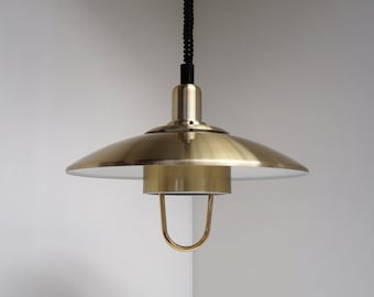 Large stylish brass colored pendant - Danish lighting design made during the 1970s