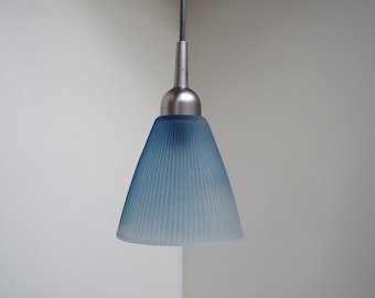 Little blue glass pendant with silver colored top - Danish design from Jeka made in the 1970s