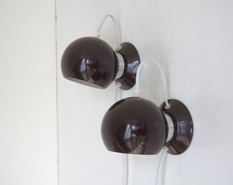 Coppia di lampade da parete argento e marrone cioccolato del produttore danese ABO Randers, anni '70