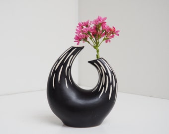 Lovely grafic black and white Aksini vase from Aksel Sigvald Nielsen - Danish vintage design 1950s