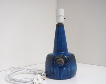 Lovely ceramic table lamp with blue  & brown glaze by Einar Johansen manufactured by Søholm (Soholm), 1960s