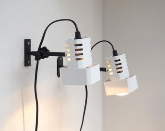 Pair of white and black Flipper 8 wall lamp designed by Mogens Davidsen, Danish design, 1970s - 1980s