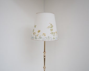 Rare brass floor lamp with floral shade - Danish vintage design from the 1950s - 1960s