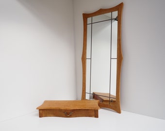 Entrance set oak mirror & shelf in Henry Kjærnulf style - Danish vintage design made during the 1970s