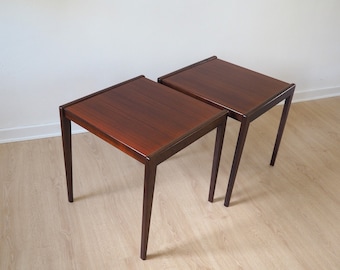 Pair of stylish rosewood side tables, Danish vintage design from the 1960s