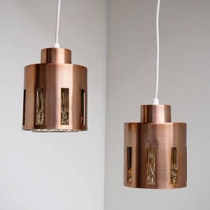Pair of copper and glass pendants - Scandinavian vintage design from the 1960s