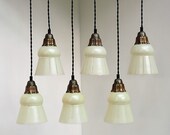 Adorable glass lights with brass top sold in 2 sets of 3 lights - Danish design from the 1940s