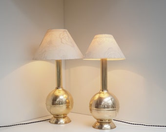 Elegant pair of XXL brass table lamps - iconic Danish design of the 1960s