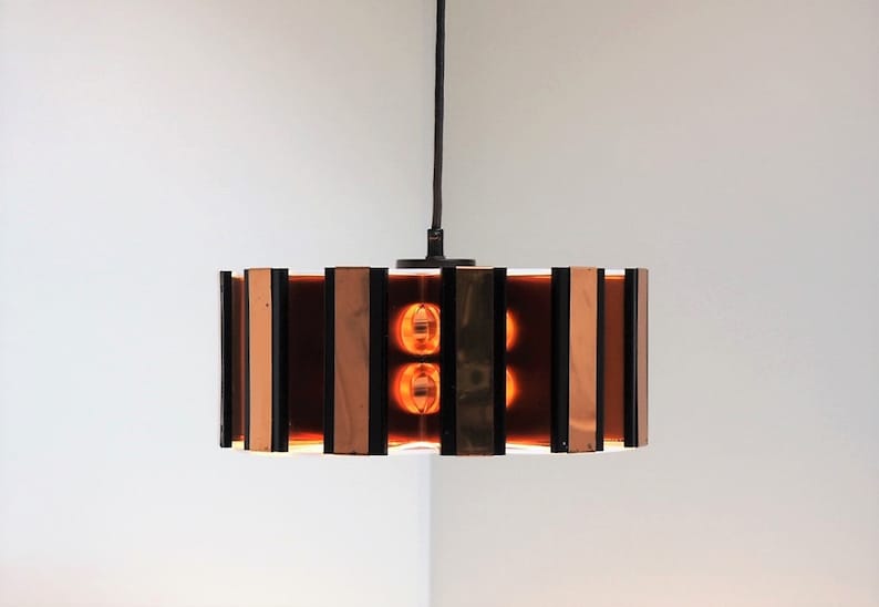 Rare and outstanding pendant made in copper and acrylic Danish design from Werner Schou, 1960s image 1