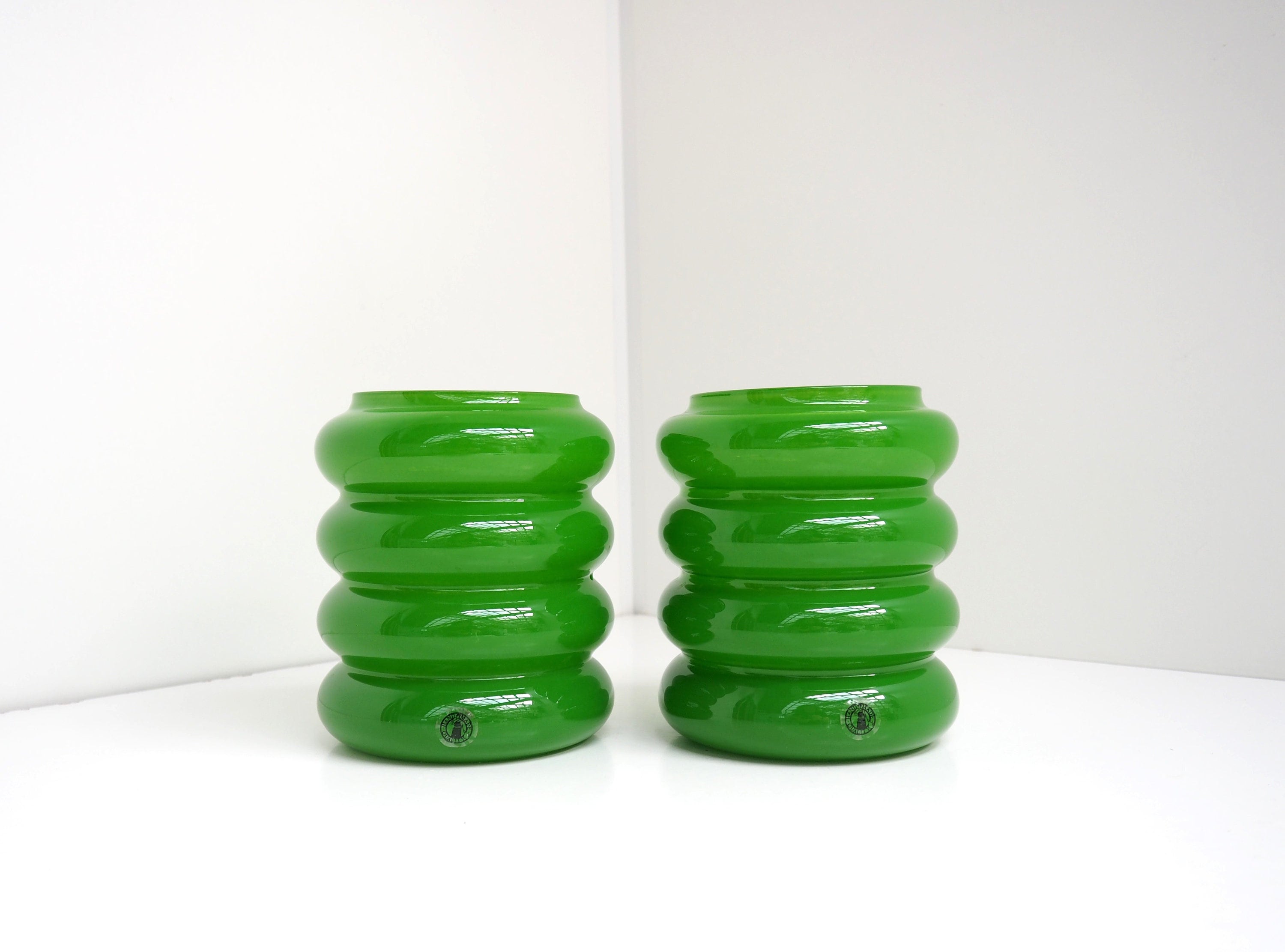 Set of 2 Green Ikea Vases Designed by Anne Nilsson - Vintage Decor From the 2000s