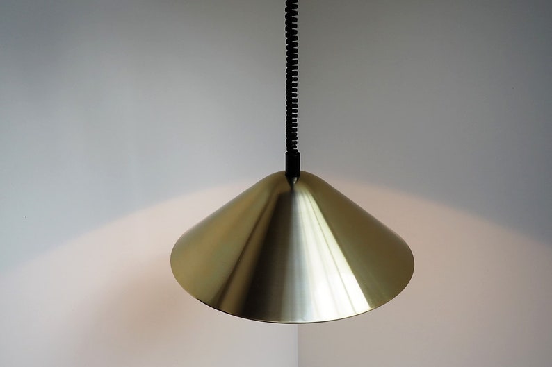 Classic brass colored pendant in organic shape lovely design from Lyfa / Fog & Morup, 1960s image 6