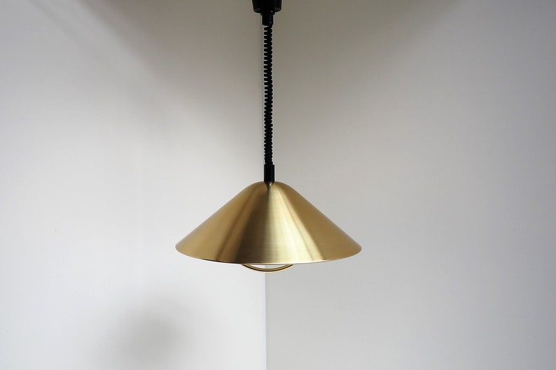 Classic brass colored pendant in organic shape lovely design from Lyfa / Fog & Morup, 1960s image 3