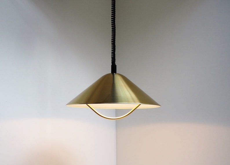 Classic brass colored pendant in organic shape lovely design from Lyfa / Fog & Morup, 1960s image 5