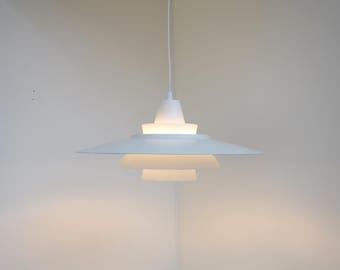 Stylish white pendant from the Danish company Super Light, 1970s