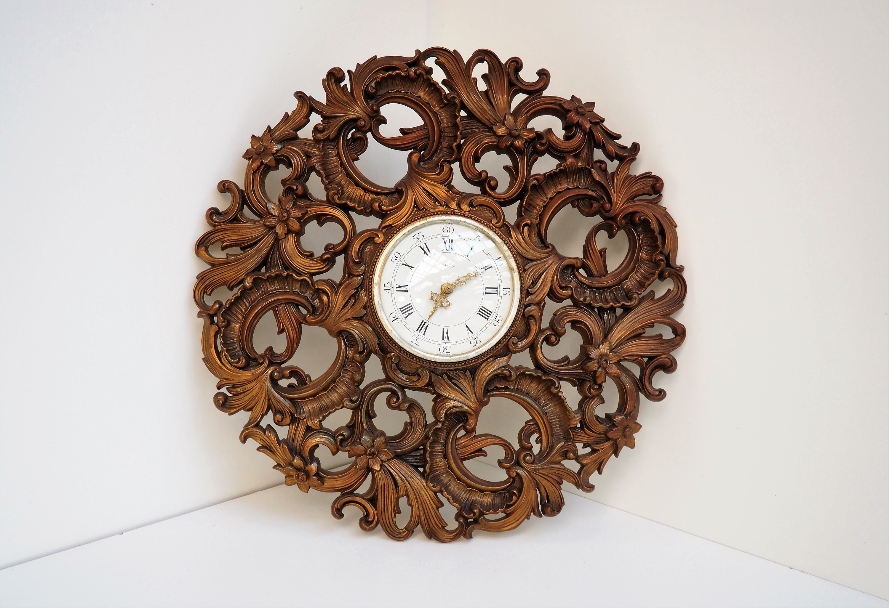 Stunning Jaeger Wall Clock Made in Bronze Gilded Plastic - French