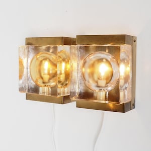 1 of 2 Vitrika Maritim brass sconce with thick glass shade - Danish vintage design made during 1960s