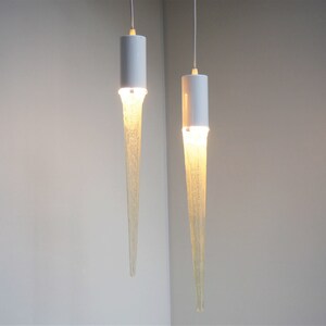 Pair of lighting sculptures in white metal with acrylic icicle - Danish design from Davids Lamp the 1970s