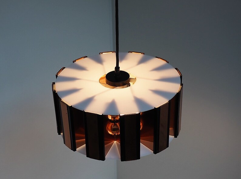 Rare and outstanding pendant made in copper and acrylic Danish design from Werner Schou, 1960s image 5