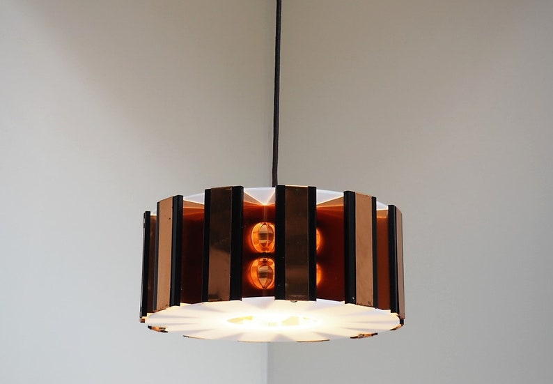 Rare and outstanding pendant made in copper and acrylic Danish design from Werner Schou, 1960s image 2