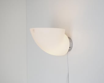 Lámpara de pared Belleglorie cromada con cristal de Murano blanco de De Majo, diseño italiano de los años 90