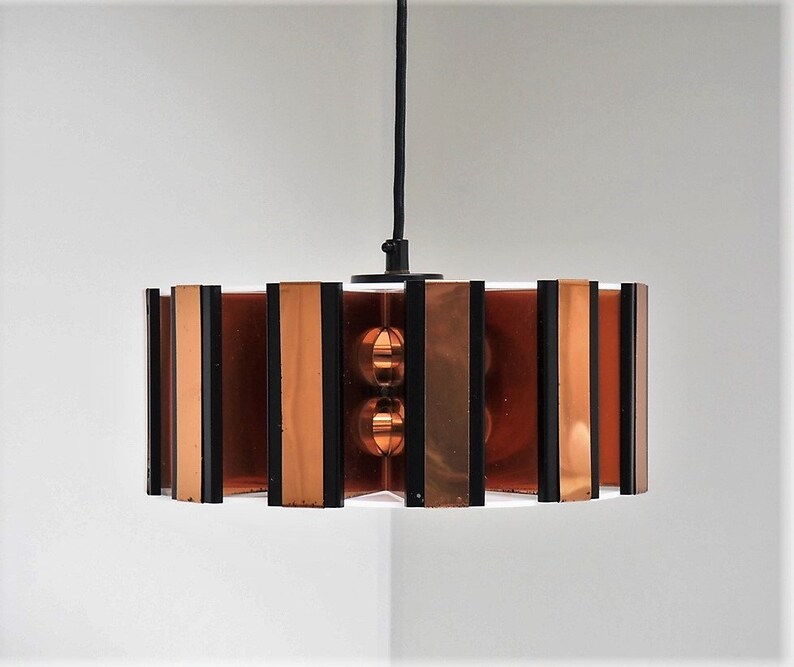 Rare and outstanding pendant made in copper and acrylic Danish design from Werner Schou, 1960s image 3