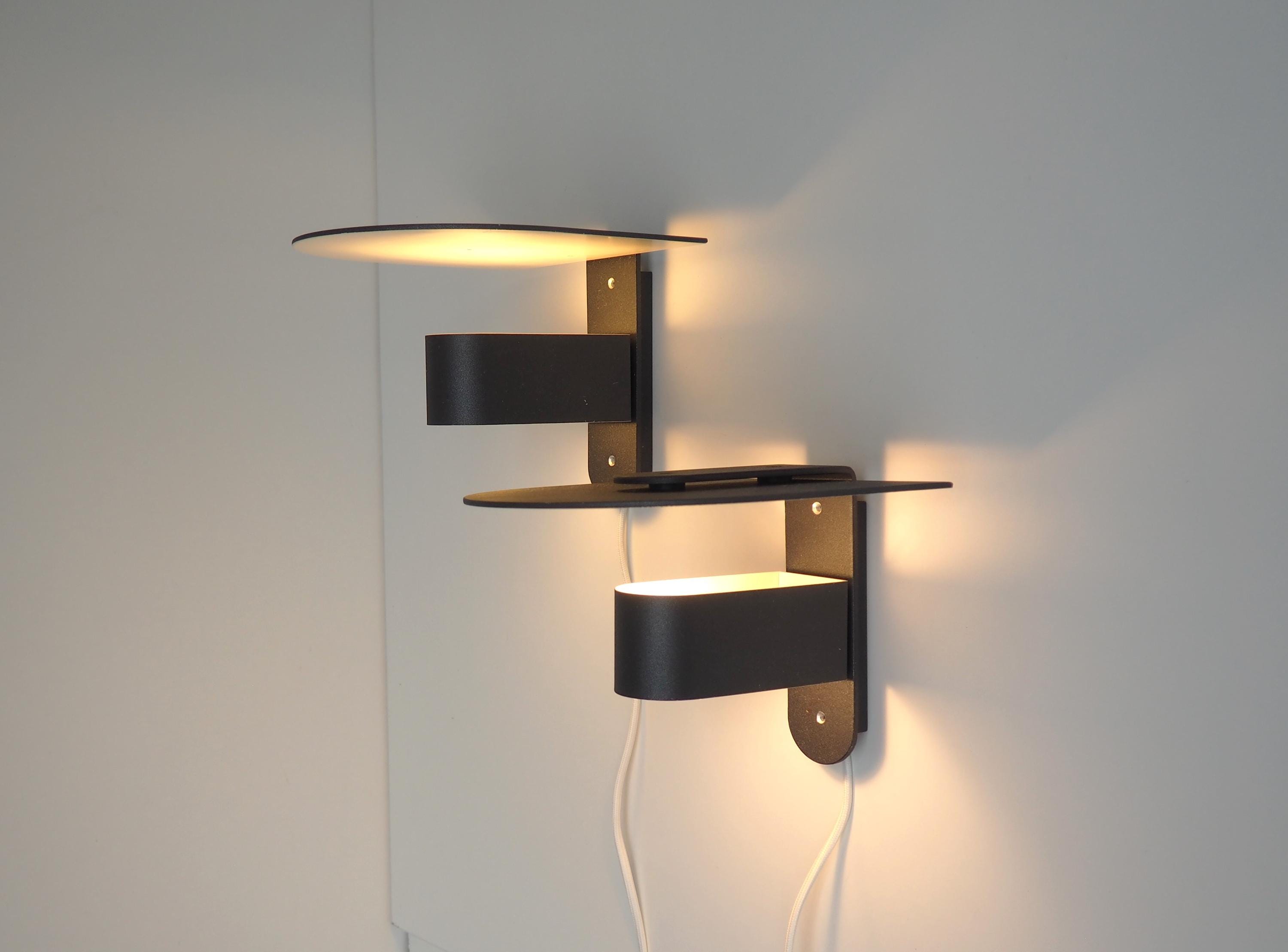 Vintage Danish Modern Wall Lamps: Metallic Gray Kasket Design by